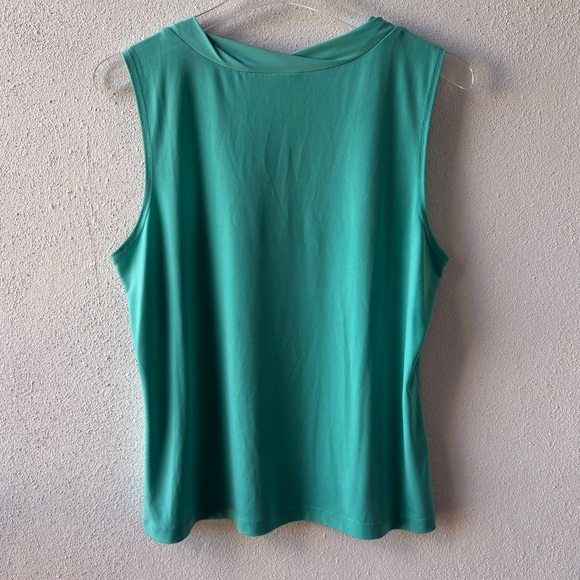 Chico’s Large Green Rolled Neck Tank Top Career Office Casual Sleeveless Stretch - Picture 6 of 8